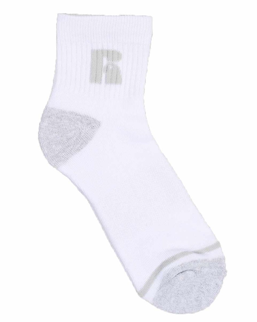 Manner Russell Athletics Socken | 6Er-Pack Jones Qtr Crew-Socken Weis