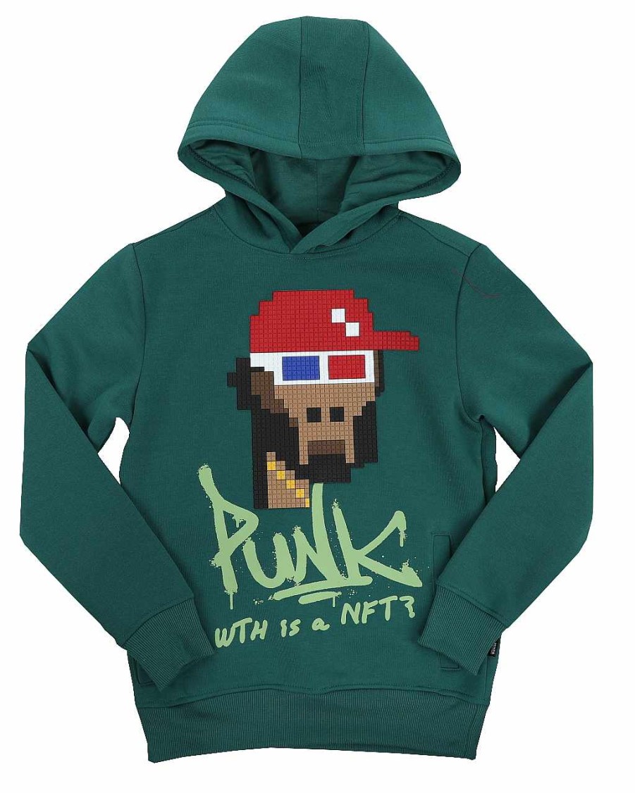 Jungen Rebel Minds Kapuzenpullis | Punk-Hoodie Aus Fleece Mit Silikon-Applikation Jagergrun