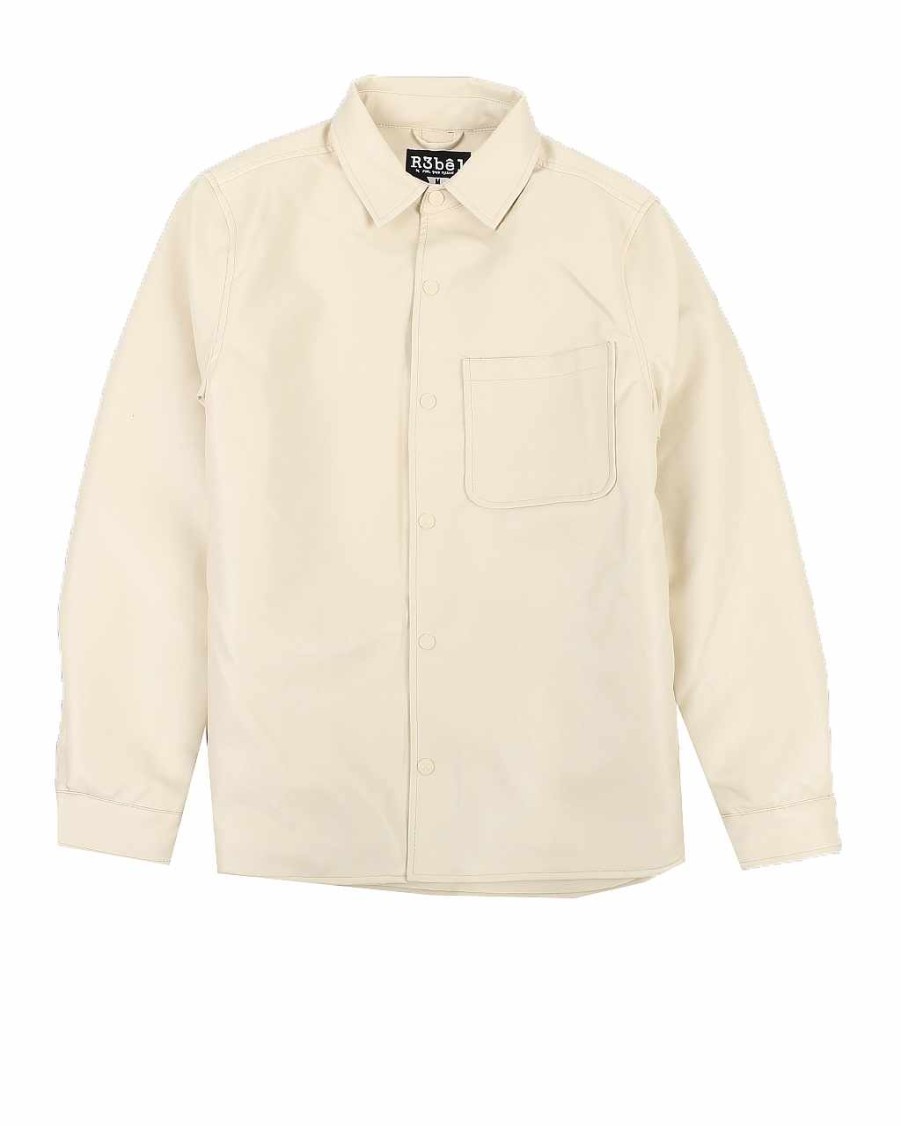 Manner Rebel Kunstpelz | Kunstlederjacke Creme