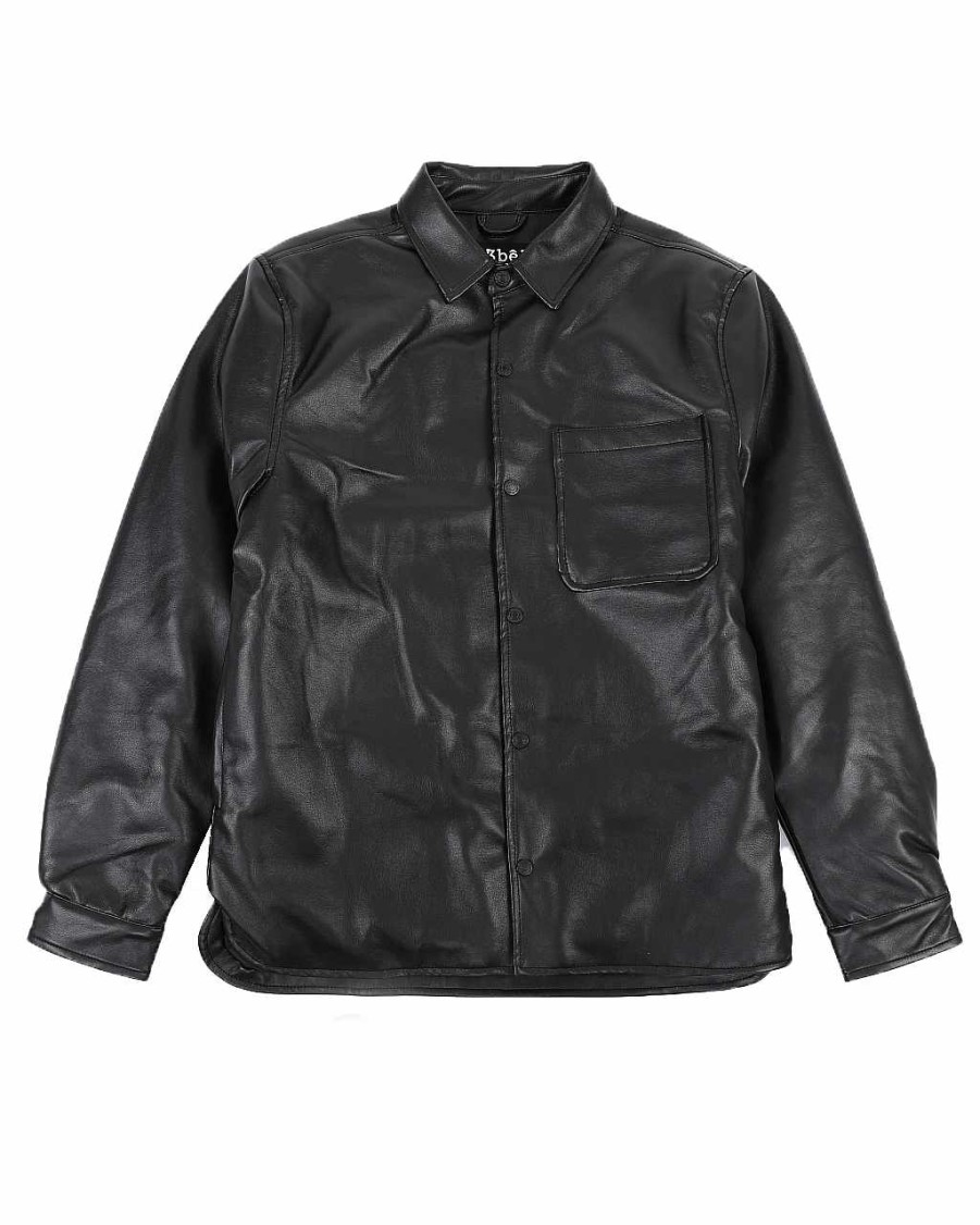 Manner Rebel Kunstpelz | Kunstlederjacke Schwarz