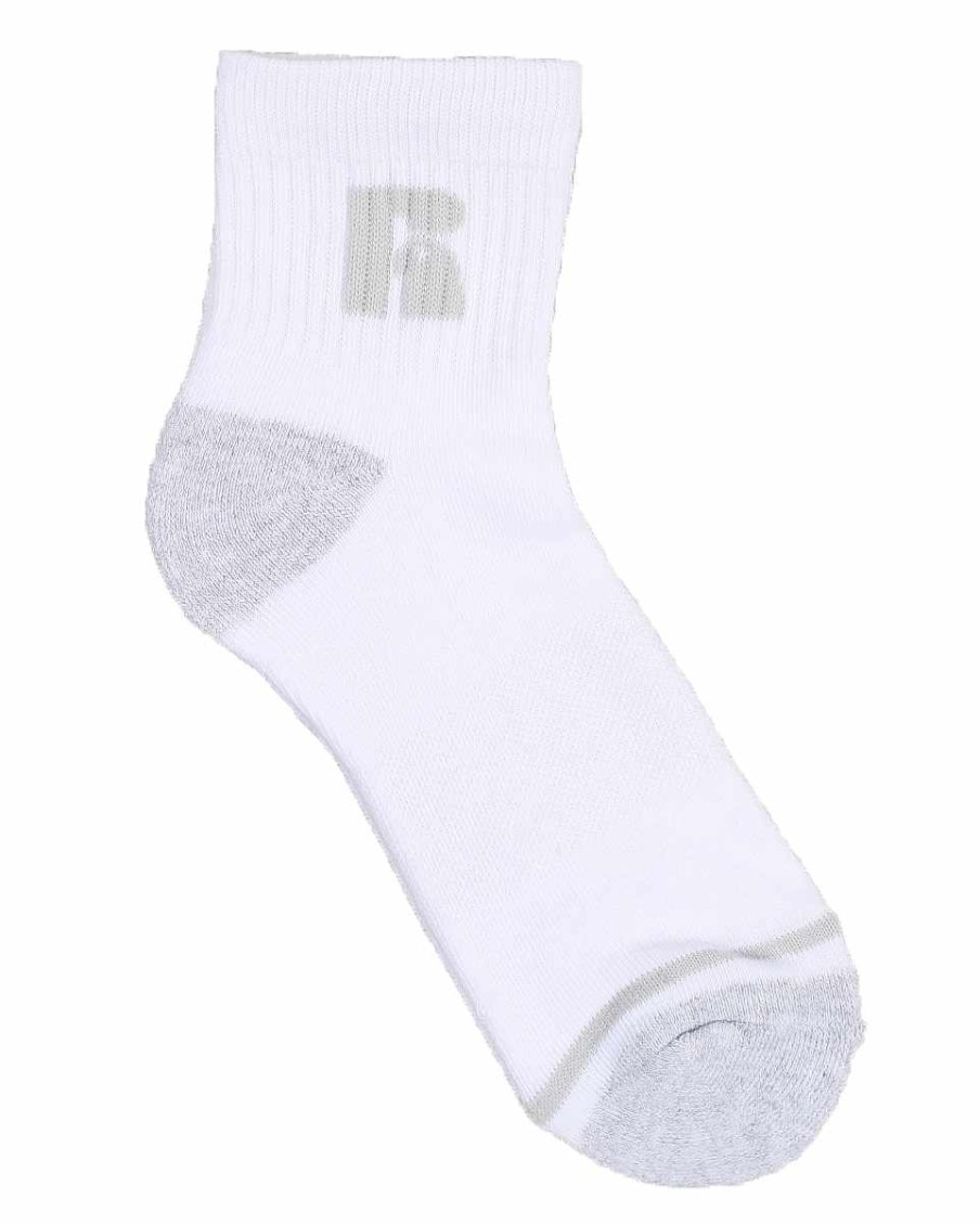 Manner Russell Athletics Zubehor | 6Er-Pack Jones Qtr Crew-Socken Weis