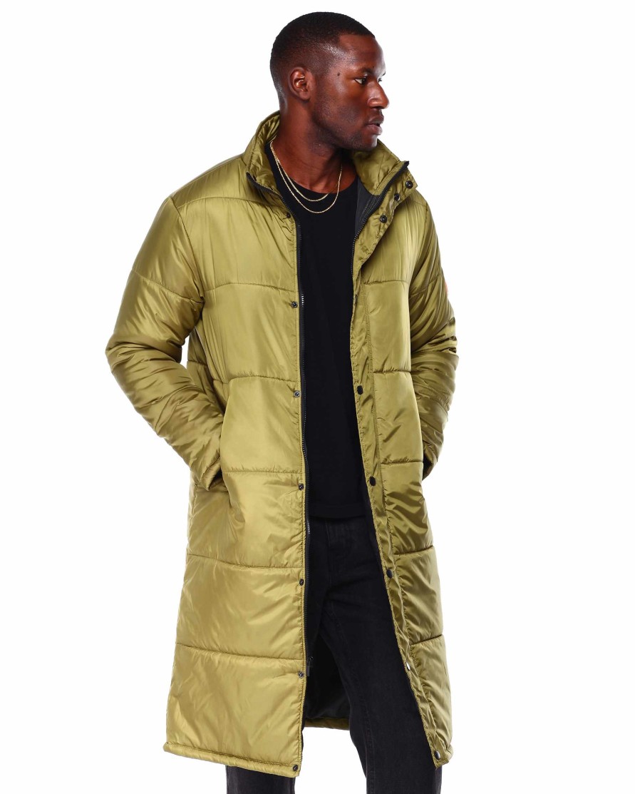 Manner Reason Leichte Jacken | Langer Nylon-Puffer Olive