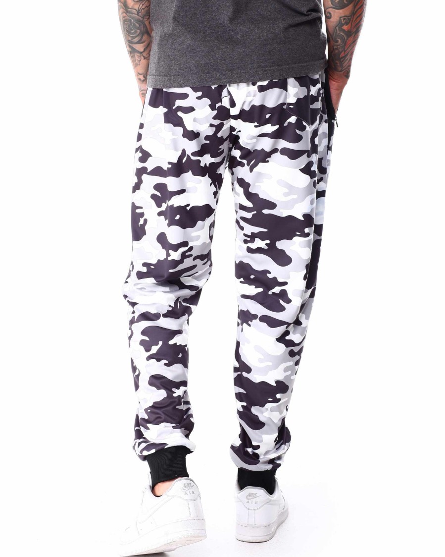 Manner Rocawear Cargohose | Bedruckte Camouflage-Tech-Fleece-Jogginghose Weis