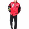 Manner Reason Leichte Jacken | Dodge Demon Satin-Bomberjacke Schwarz Rot