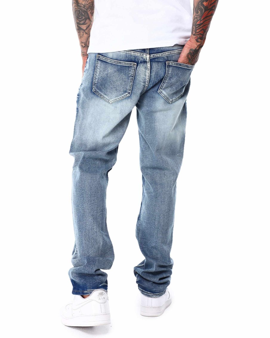 Manner Reason Cargohose | Baltic Destruct Denim Blau