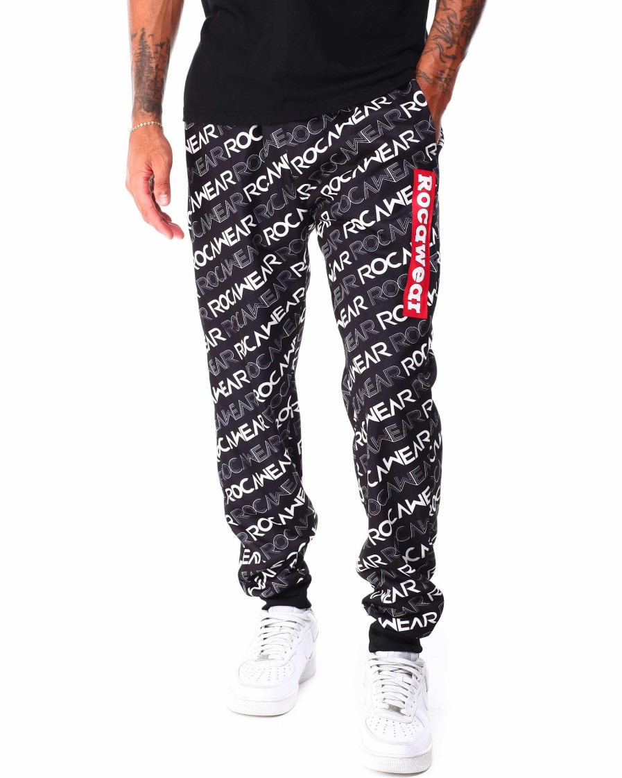 Manner Rocawear Cargohose | Jogginghose Mit Durchgehendem Print Schwarz