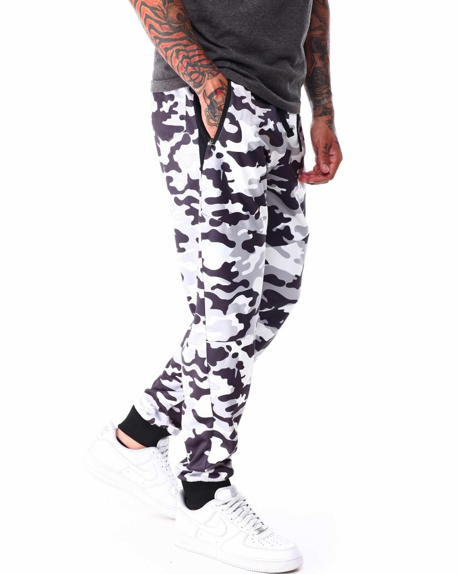 Manner Rocawear Jogger | Bedruckte Camouflage-Tech-Fleece-Jogginghose Weis