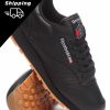 Manner Reebok Turnschuhe | Klassische Leder-Sneaker Mit Gummisohle Schwarz