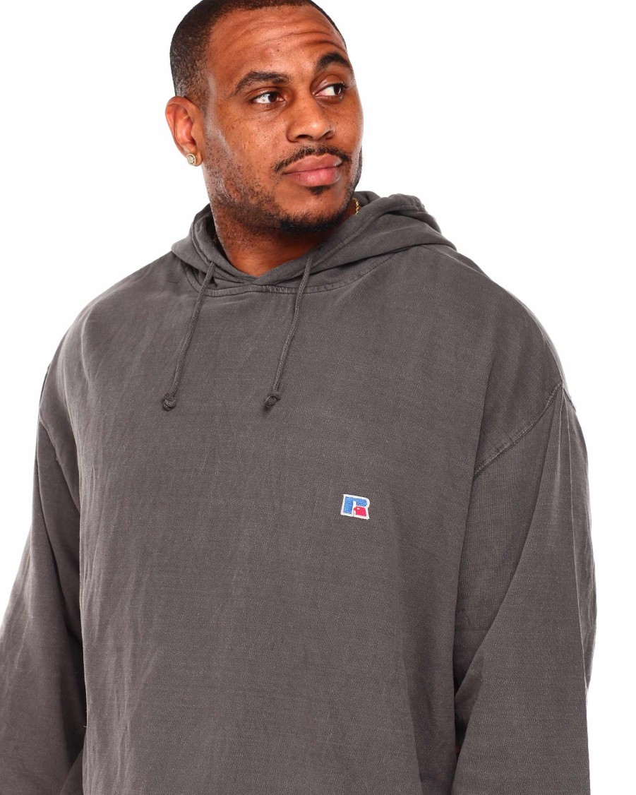 Gros, Gros Russell Athletics Kapuzenpullis | French-Terry-Pullover-Hoodie Holzkohle