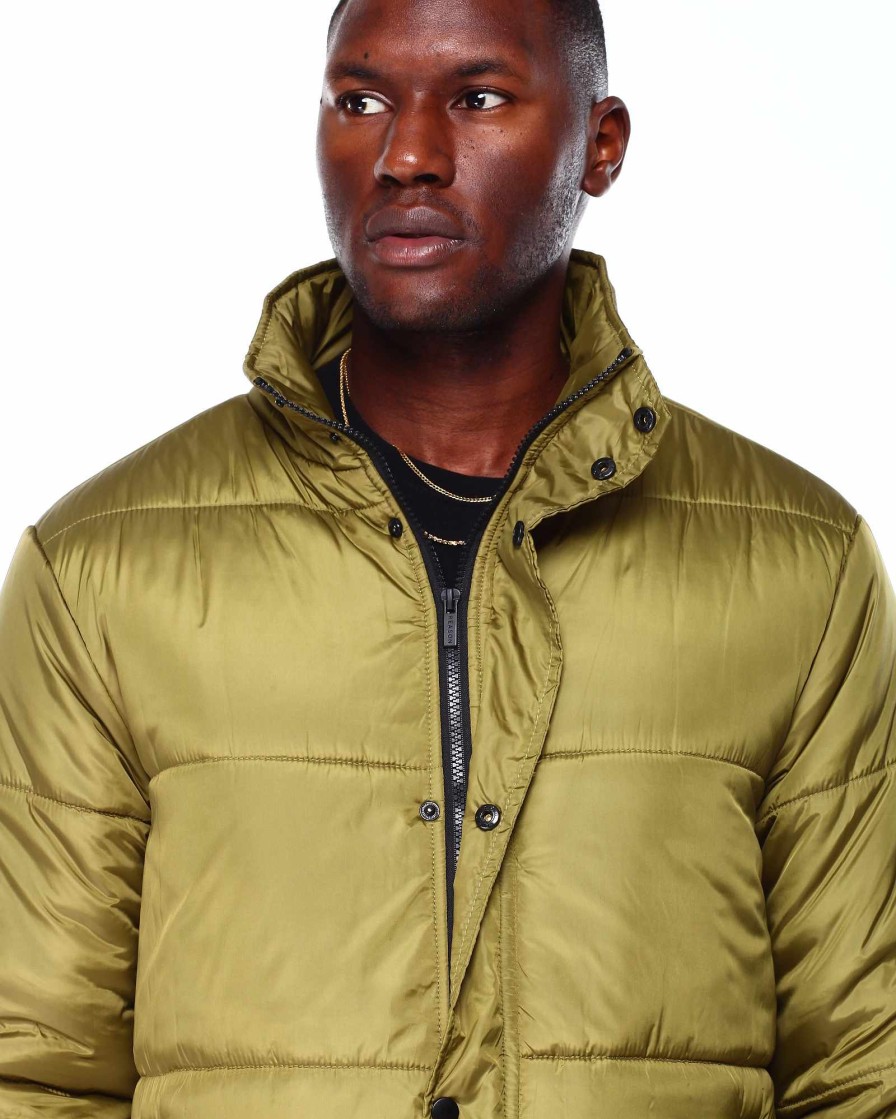 Manner Reason Leichte Jacken | Langer Nylon-Puffer Olive