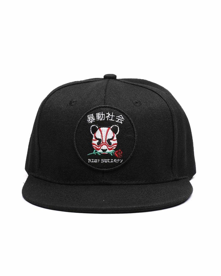 Manner RIOT SOCIETY | Roter Panda-Snapback-Hut Schwarz