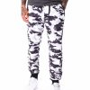 Manner Rocawear Cargohose | Bedruckte Camouflage-Tech-Fleece-Jogginghose Weis