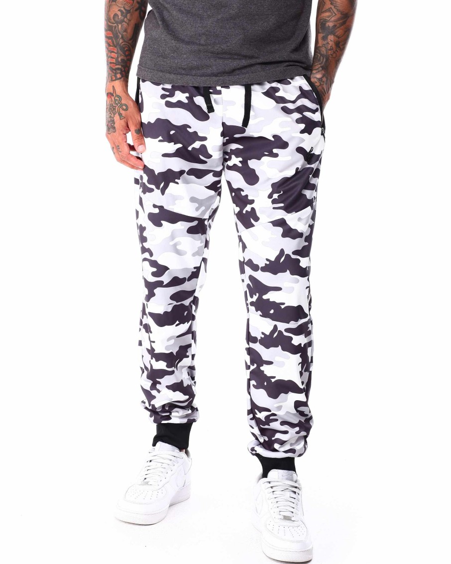 Manner Rocawear Cargohose | Bedruckte Camouflage-Tech-Fleece-Jogginghose Weis