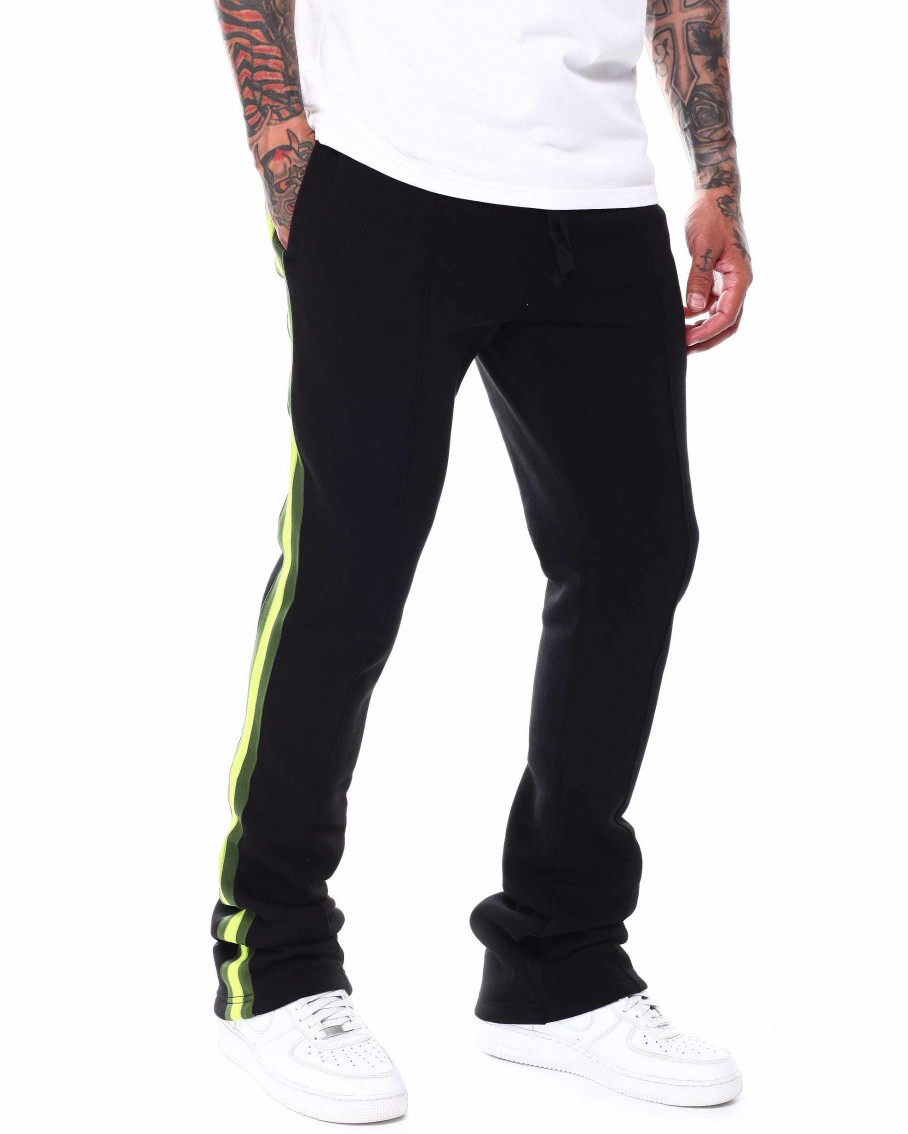 Manner Rebel Minds Jogginghose | Fleece-Hose Mit Seitlichem Band Und Gestapelter Passform Schwarz