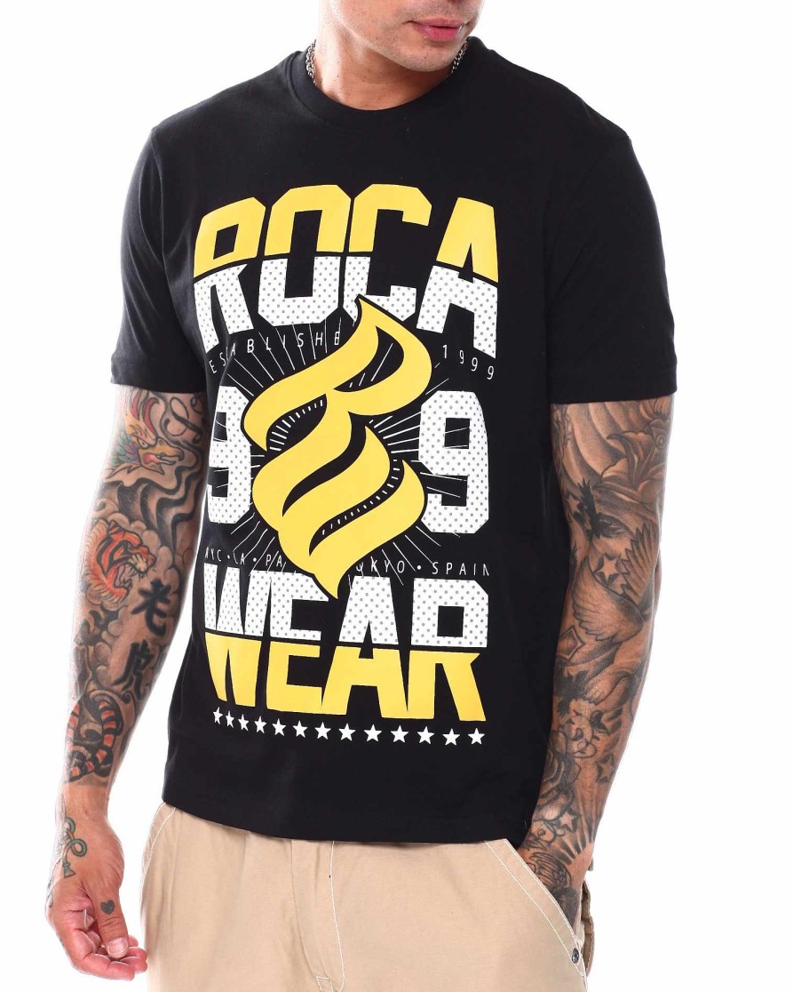 Manner Rocawear T-Shirts | T-Shirt Mit Rundhalsausschnitt Und Hd-Logo Schwarz