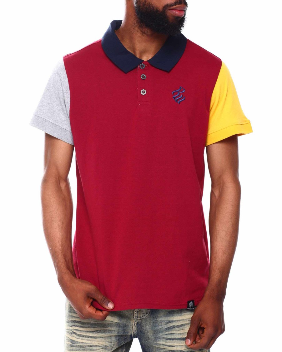 Manner Rocawear Polos | Mehrfarbiges Jersey-Polo Burgund