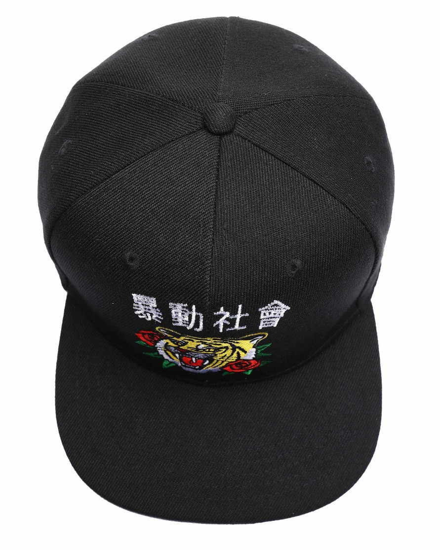 Manner RIOT SOCIETY | Tiger Snapback Hut Schwarz