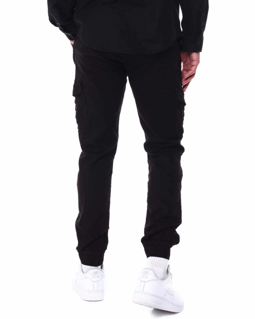 Manner Rocawear Jogger | Solide Twill-Cargo-Jogginghose Schwarz