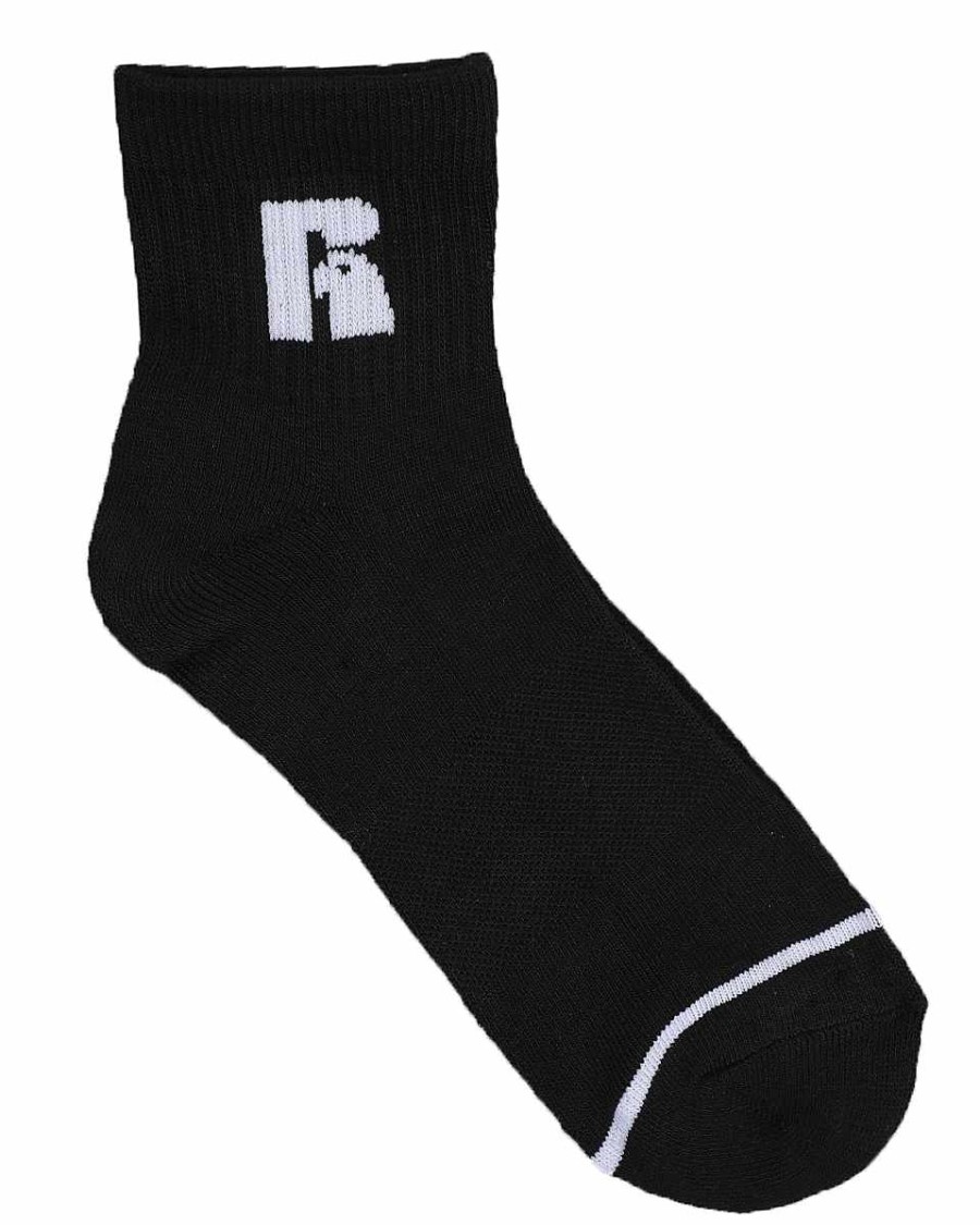 Manner Russell Athletics Socken | 6Er-Pack Jones Qtr Crew-Socken Schwarz-Weiss