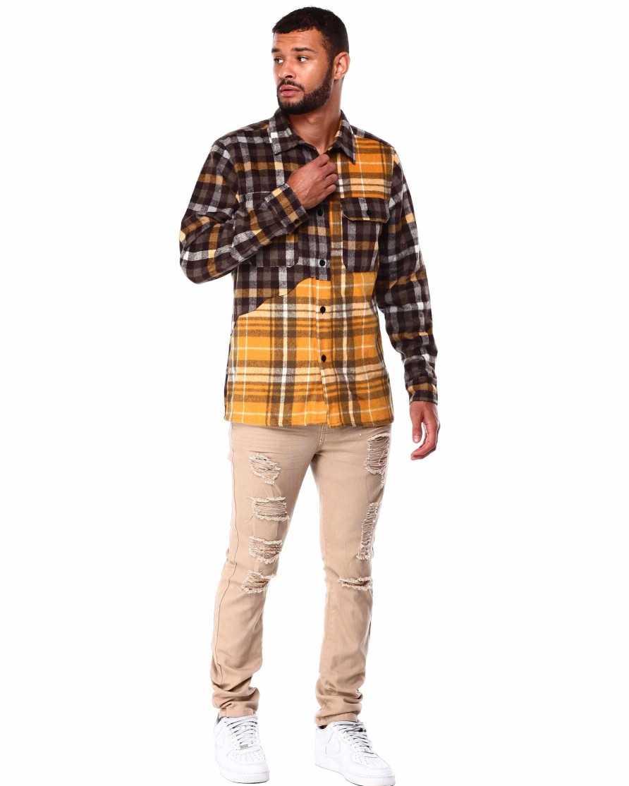 Manner Reason Button-Downs | Gespleistes Uberhemd Grau