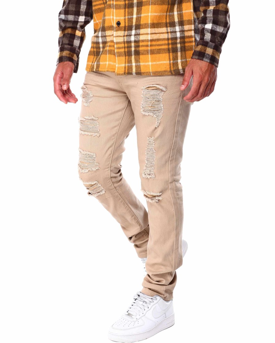 Manner Rebel Minds Cargohose | Zerrissene Twill-Hose Khaki