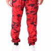 Manner Rocawear Cargohose | Camo Tech Fleece Joggerhose Rote Tarnung