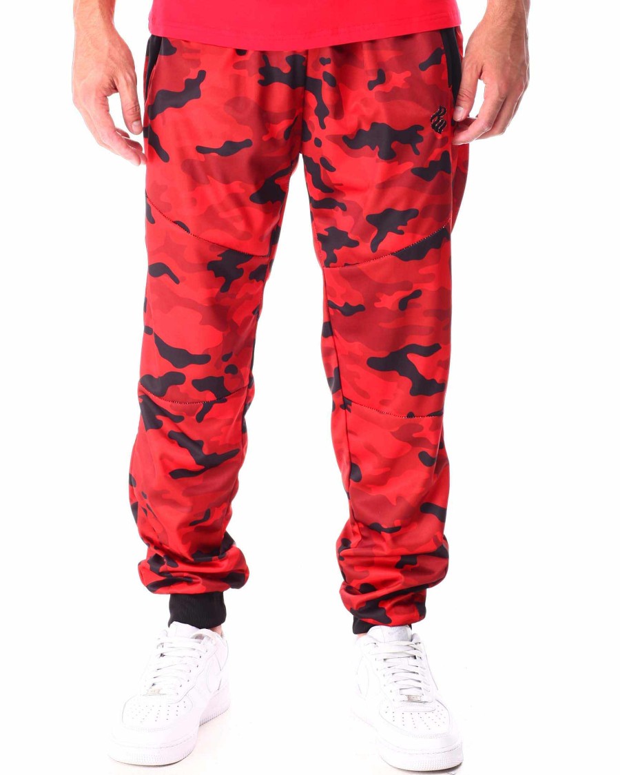 Manner Rocawear Cargohose | Camo Tech Fleece Joggerhose Rote Tarnung