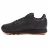 Manner Reebok Schuhe | Klassische Leder-Sneaker Mit Gummisohle Schwarz