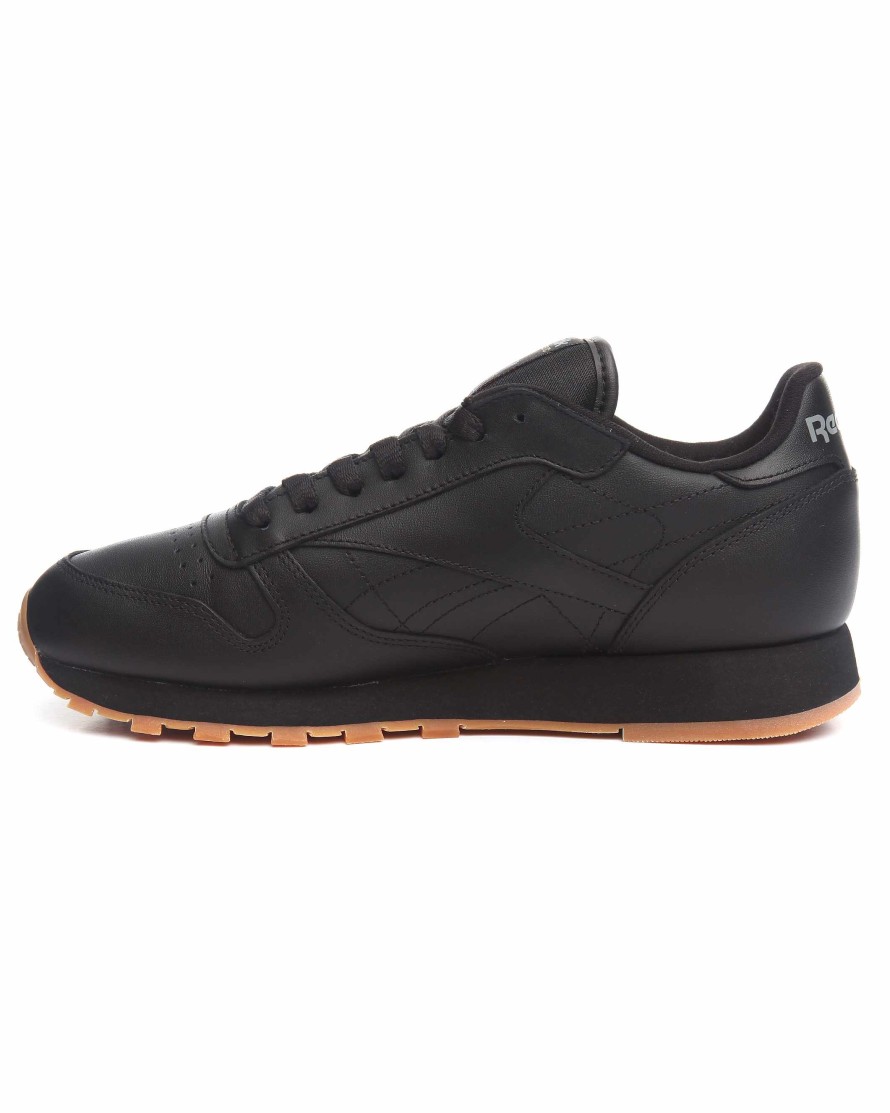 Manner Reebok Schuhe | Klassische Leder-Sneaker Mit Gummisohle Schwarz