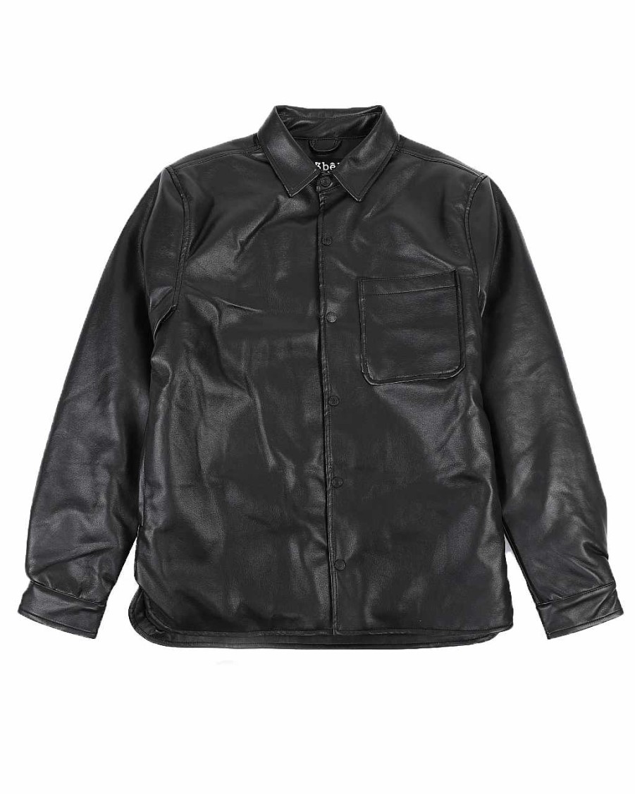 Manner Rebel Leichte Jacken | Kunstlederjacke Schwarz