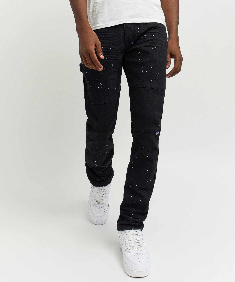 Manner Reason Cargohose | Denim-Jeans Mit Farbspritzern Schwarz