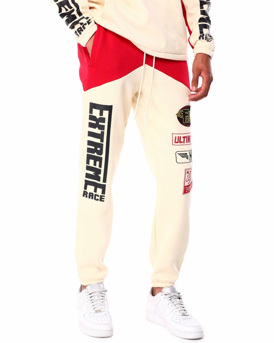 Manner Rebel Jogginghose | Fleece-Racing-Sweathose Rot