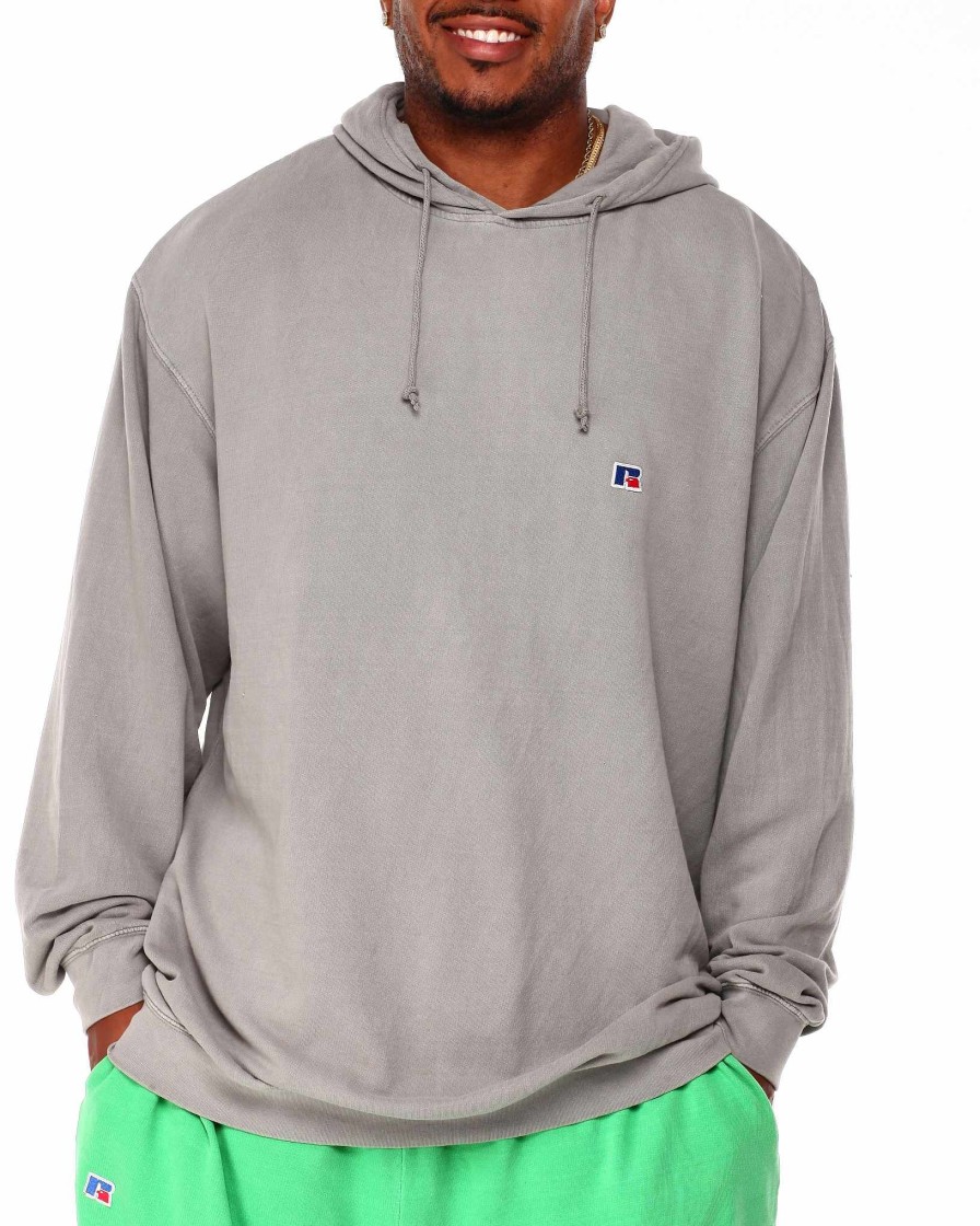 Manner Russell Athletics Gros Und Hoch | French-Terry-Pullover-Hoodie Hellgrau