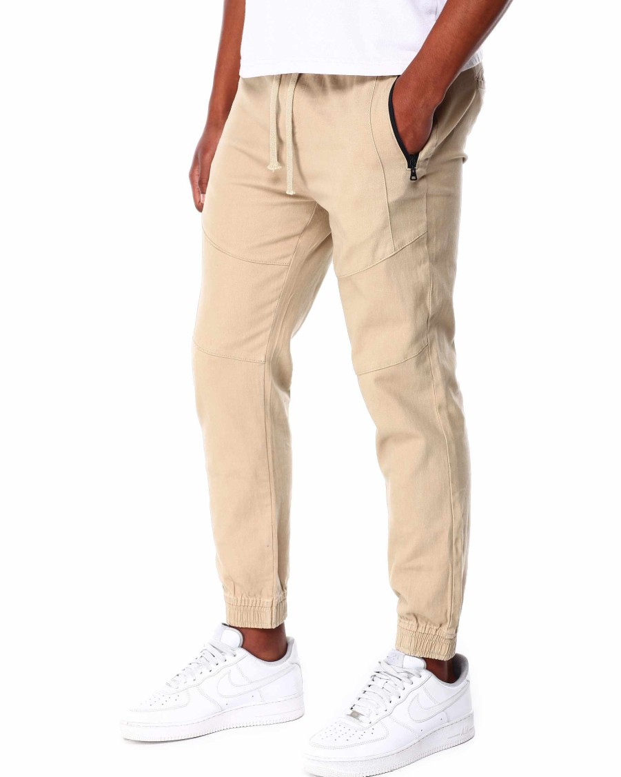 Manner Rocawear Jogger | Stretch-Twill-Jogginghose Mit Schnitt Und Nahten Khaki