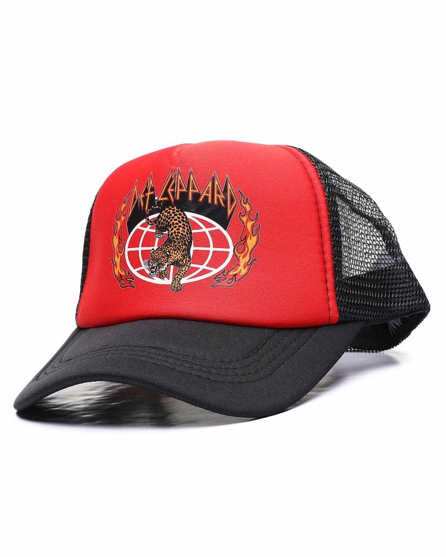 Frauen Reason Zubehor | Def Leppard World Tour Trucker-Mutze Schwarz Rot