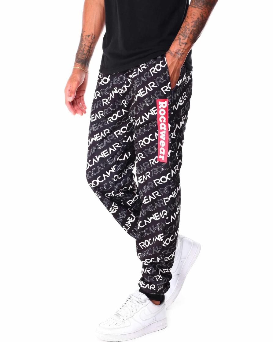 Manner Rocawear Cargohose | Jogginghose Mit Durchgehendem Print Schwarz