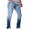 Manner Rocawear Jeans | Ausgewaschene Rip & Repair Fashion Denim-Hose Marine