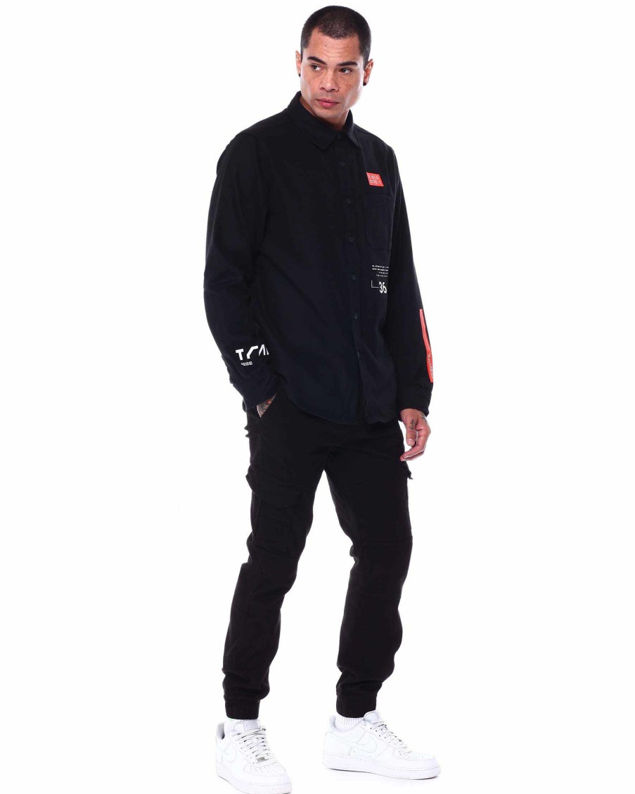 Manner Rocawear Cargohose | Solide Twill-Cargo-Jogginghose Schwarz