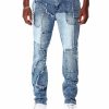 Manner Reason Cargohose | Ausgefranste Hughes-Denimjeans Mit Mehreren Patches Blau