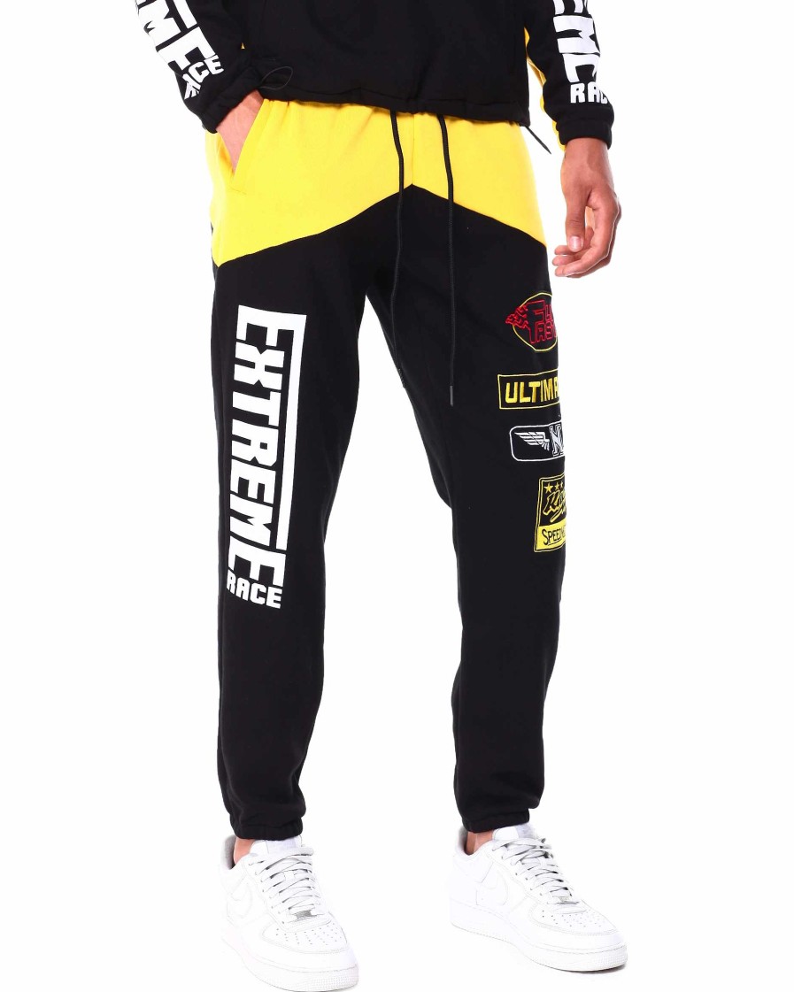 Manner Rebel Jogginghose | Fleece-Racing-Sweathose Gold