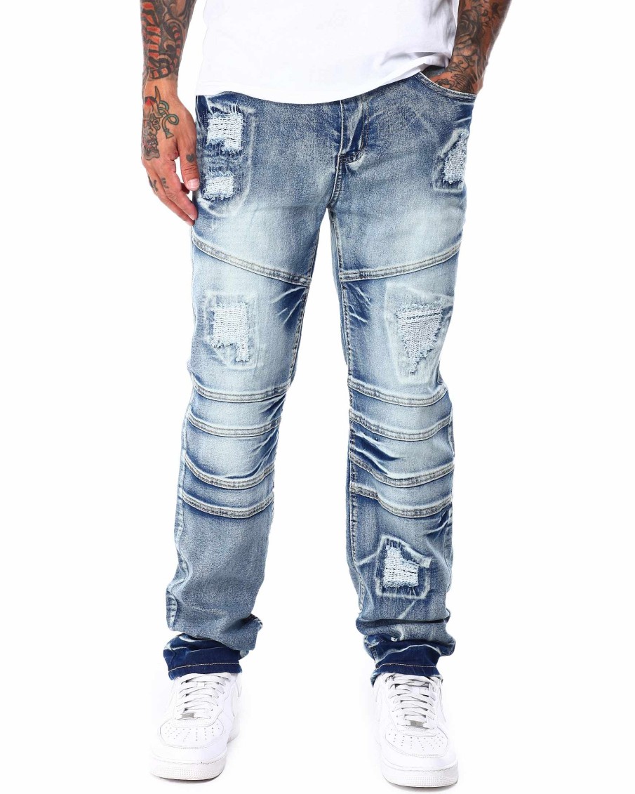 Manner Reason Jeans | Baltic Destruct Denim Blau