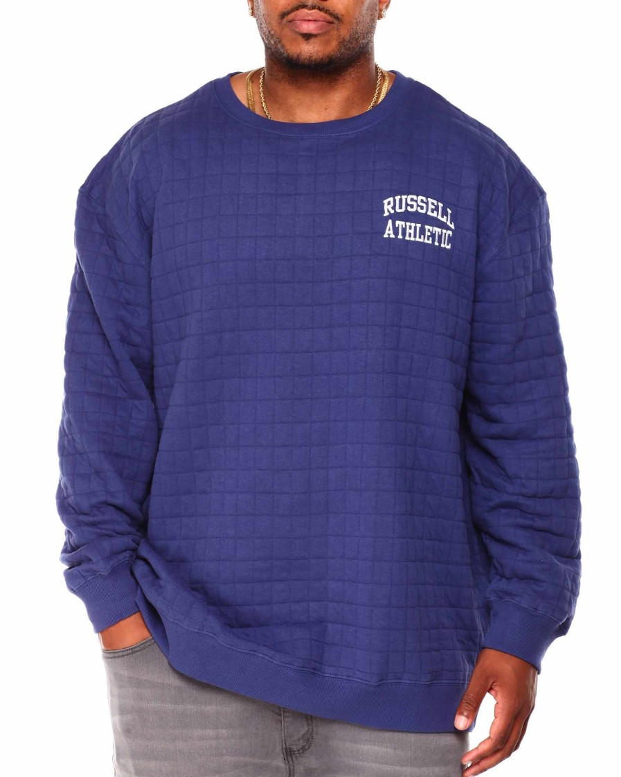 Gros, Gros Russell Athletics Sweatshirts | Gesteppter Rundhalsausschnitt Mit Gesticktem Logo Blau