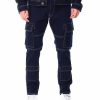 Manner Rebel Jeans | Raw Denim Slim Fit Cargo-Jeans Indigo