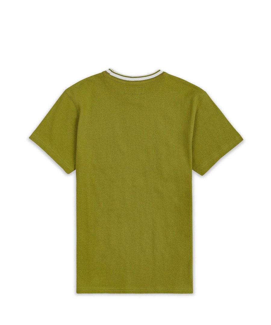 Manner Reason T-Shirts | Kontrast-T-Shirt Mit Taschenstreifen Olive