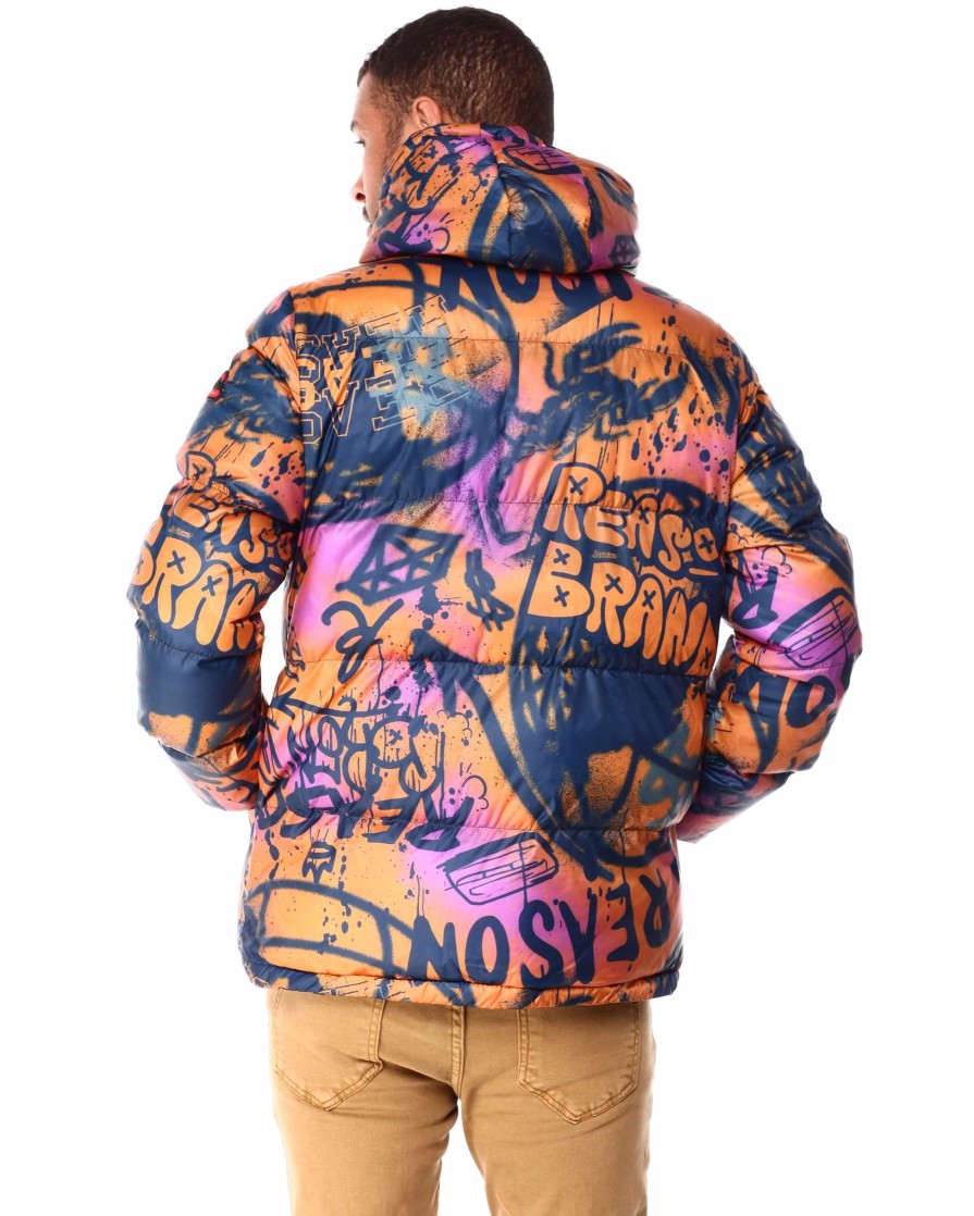 Manner Reason Leichte Jacken | Graffiti-Pufferjacke Braun