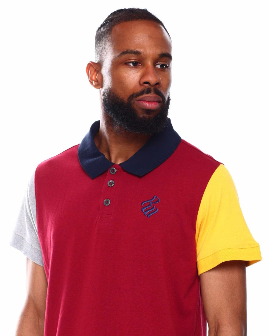 Manner Rocawear Polos | Mehrfarbiges Jersey-Polo Burgund