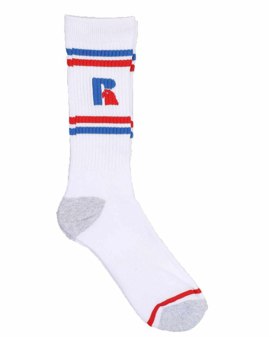 Manner Russell Athletics Socken | 6Er-Pack Miller Crew-Socken Weis Schwarz