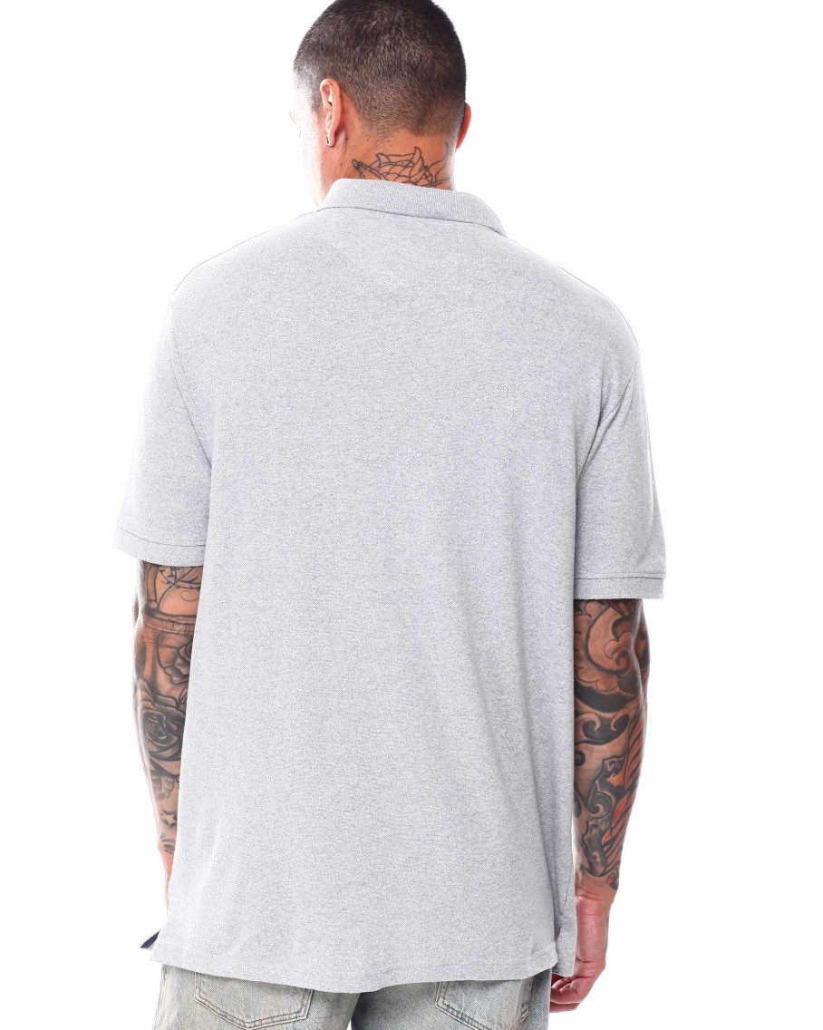 Manner Rocawear Polos | S/S Pique-Poloshirt Mit Kontrastfarbbesatz Heather Grey