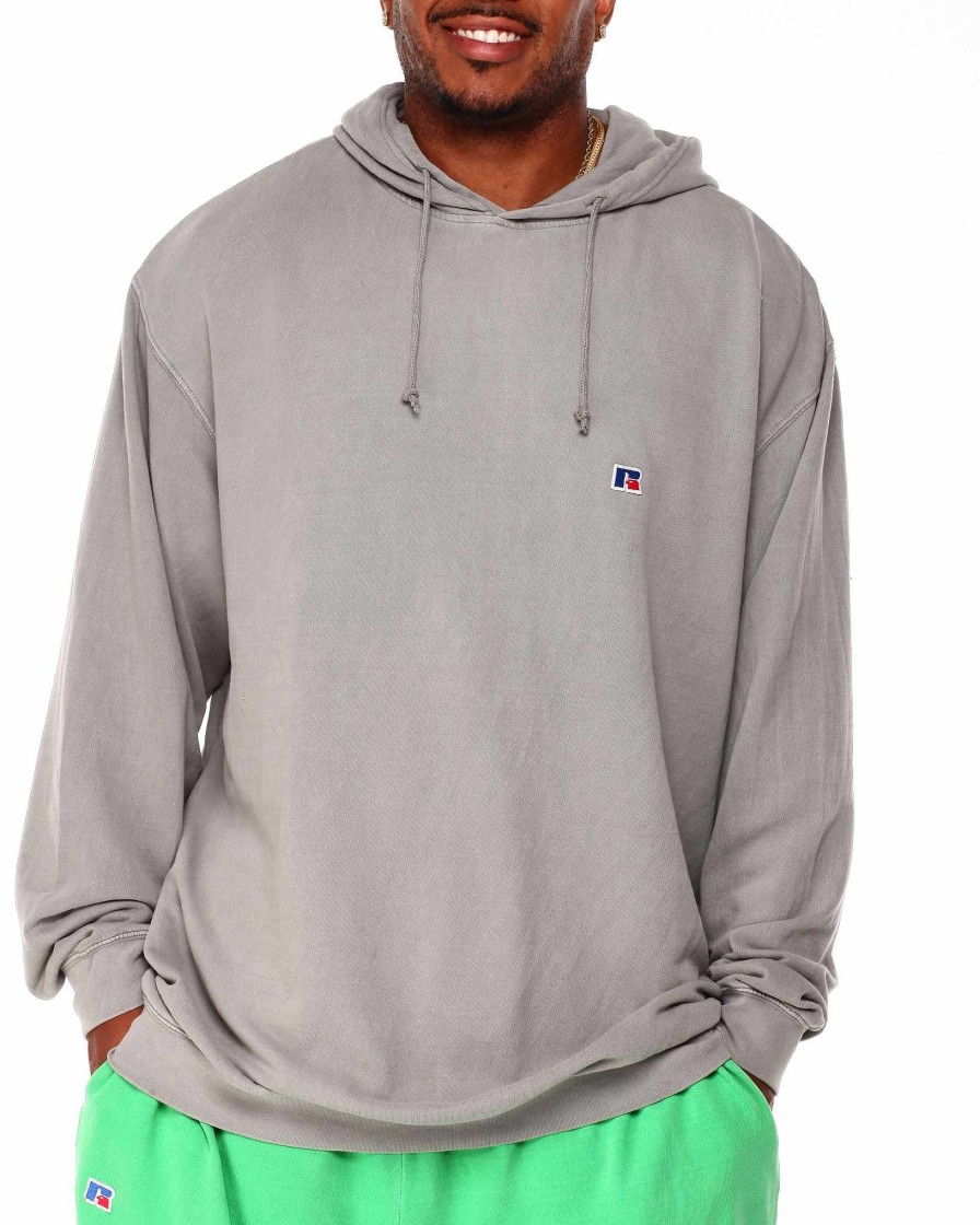 Gros, Gros Russell Athletics Kapuzenpullis | French-Terry-Pullover-Hoodie Hellgrau