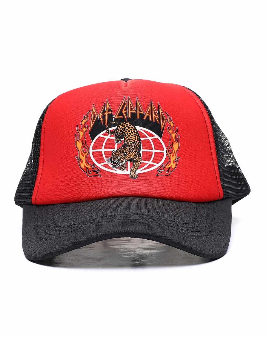 Frauen Reason Hute | Def Leppard World Tour Trucker-Mutze Schwarz Rot